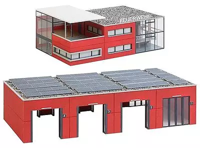 HO Faller MODERN FIRE STATION : Model Building KIT #130160 > SHIPS From CHICAGO • $142.50